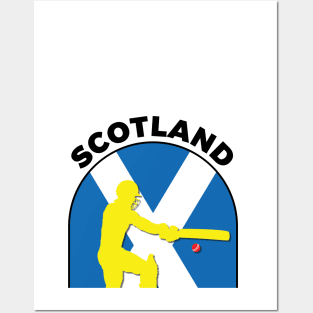 Scotland Cricket Batsman Scotland Flag Posters and Art